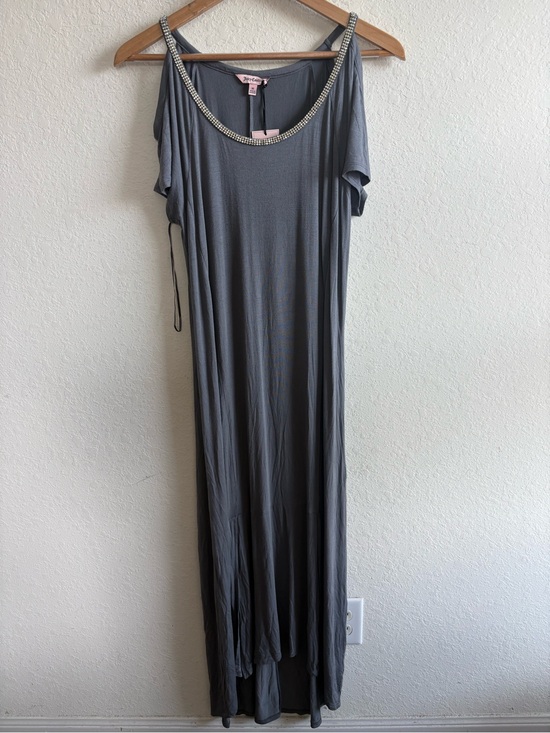 Juicy Couture Dresses & Skirts - Juicy Couture gray maxi dress cold-shoulder jeweled neckline NWT